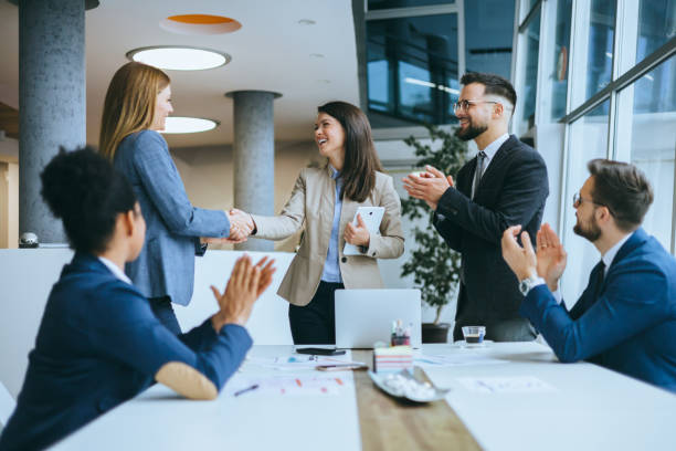 istock Business greeting in a contemporary office 2177508075