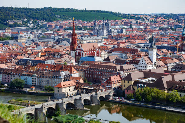Wurzburg with Alte Mainbrucke and charming rooftops, Germany