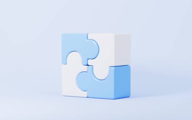 istock Jigsaw puzzle connecting, cooperation and teamwork , partnership and brainstorming, 3d rendering. 2177515563