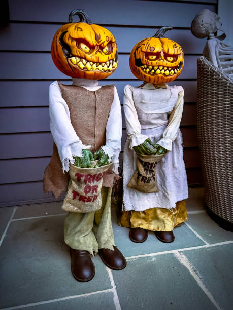 istock Cute pumpkin heads Halloween outdoors decorations 2177522470