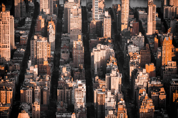 High Rise apartment buildings along New York City's East Side just east of Central Park in Manhattan shot via helicopter from an altitude of about 1500 feet.