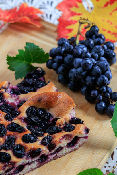 Schiacciata all'uva, Italian style food  grape dessert cake