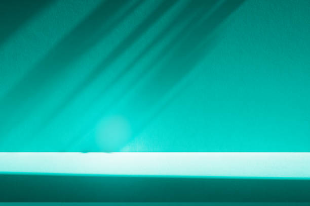 istock Studio style background wall decoration presentation uses white and green tones. with shadows cast from a nearby window, concept creating a decorative 2177539460