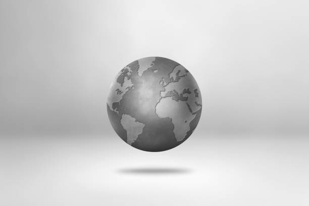 istock Concrete world globe isolated on white background. Symbol of devitalized earth 2177544836