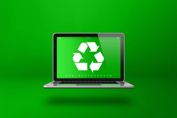 istock Laptop computer with a recycling symbol on screen. environmental conservation concept 2177544903