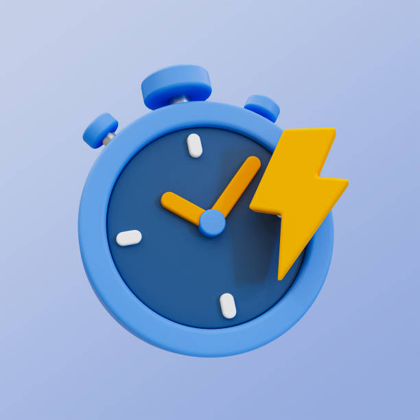 istock 3D illustration of stopwatch with a lightning bolt. 2177547449