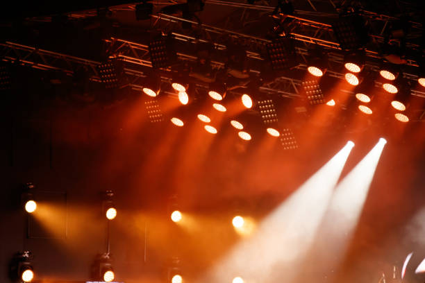 istock Red-orange color on stage at a concert 2177547566