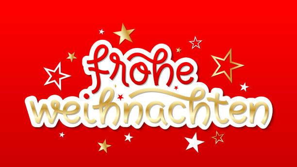 istock FROHE WEIHNACHTEN red and gold typography banner banner (MERRY CHRISTMAS in German) 2177548168