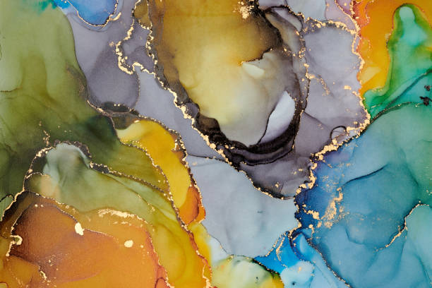 istock Natural  luxury abstract fluid art painting in alcohol ink technique. Tender and dreamy  wallpaper. Mixture of colors creating transparent waves and golden swirls. For posters, other printed materials 2177549049