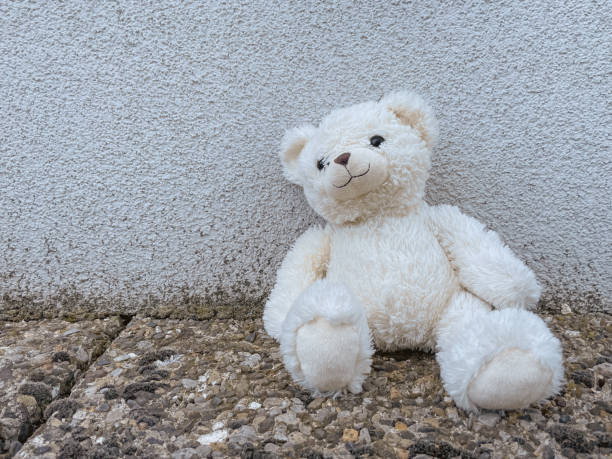 istock sad abandoned teddy bear sitting against wall on street 2177552362