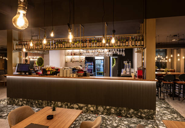 istock Modern Cozy Restaurant Interior with Elegant Bar Design 2177553948