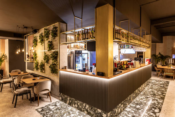 istock Modern Cozy Restaurant Interior with Elegant Bar Design 2177553950