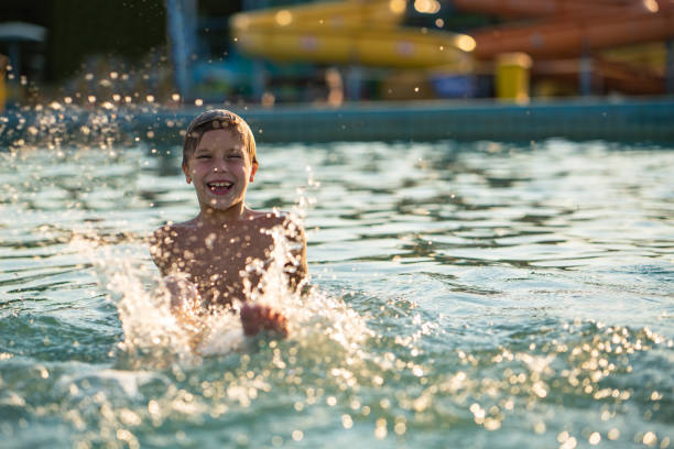 istock Boy splashing whit water in swimming pool 2177556335