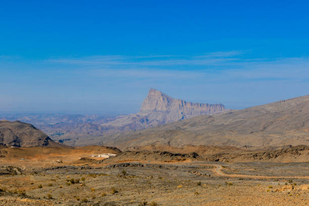 istock Exploring the breathtaking landscapes of Oman with dramatic mountains and arid terrain under a clear blue sky 2177557621