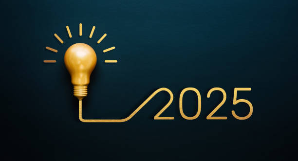 istock Gold lightbulb innovation, leading to the year 2025, representing future ideas and progress. Perfect for themes related to innovation, business strategy 2177558536