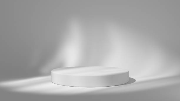 istock Clean white empty showroom with a white podium. 2177566460