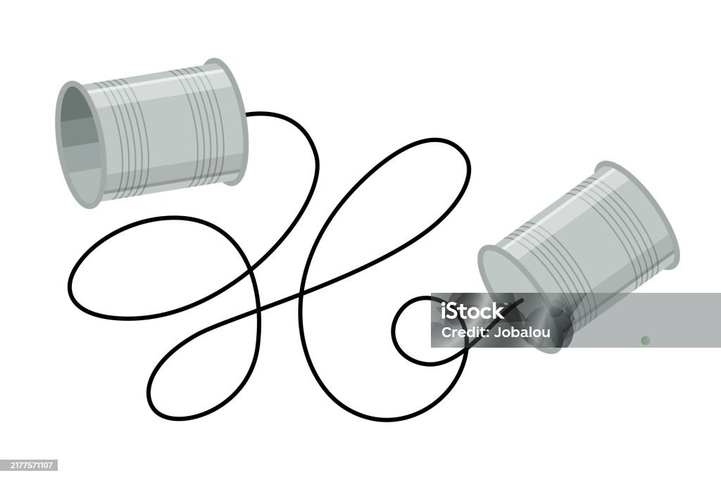 String Wire Phone Between Two Tin Cans Stock Illustration - Download ...
