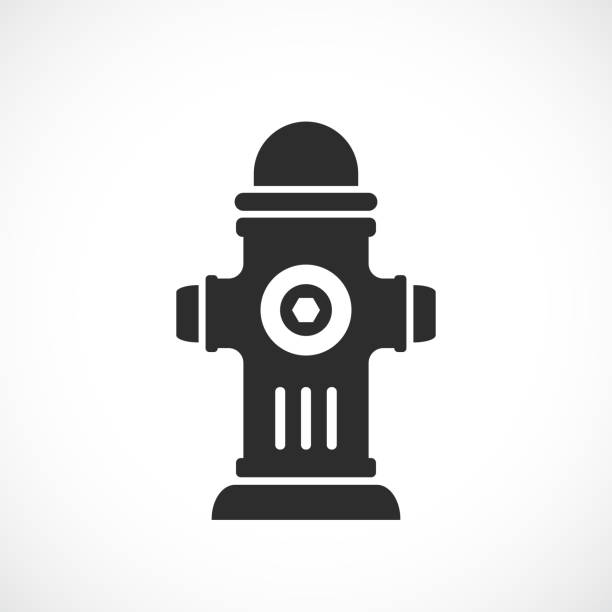 Street fire hydrant vector icon Street fire hydrant vector icon on white background silhouette of firefighter logo stock illustrations