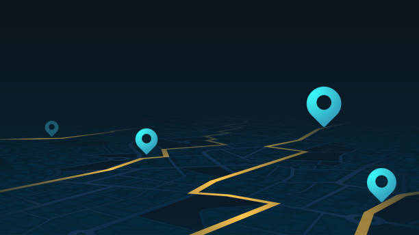 istock Concept of travel by route. Abstract navigation plan highlights POI including city streets, blocks. City map featuring directional signs, an intended goal point. Vector illustration 2177574613