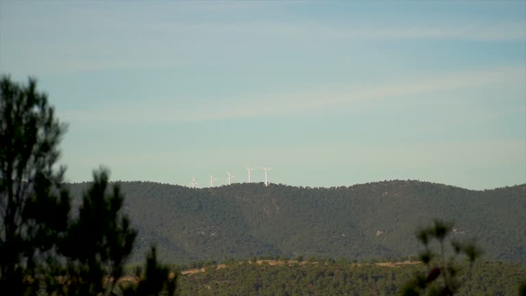 landscape with wind turbines on the mountain