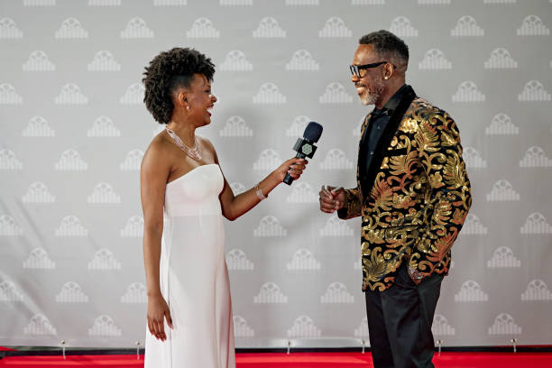 istock Black celebrity and media host enjoying conversation 2177579411