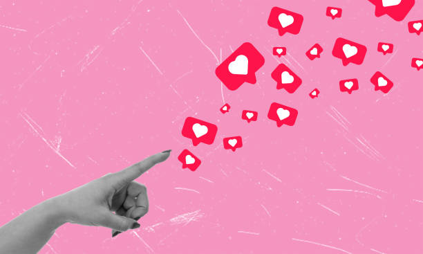 istock Modern art collage featuring hand and flying hearts on pink background with copy space. 2177580491
