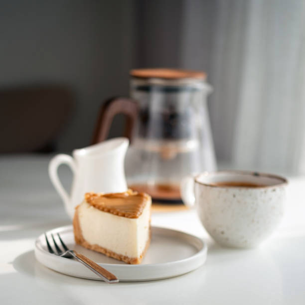 istock Slice of cheesecake and coffee cup 2177586250