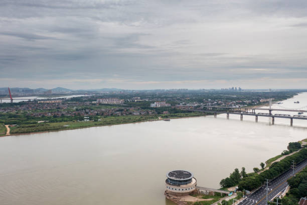 istock Aerial view, bridge across the river 2177590005