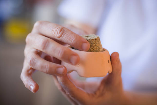 Pottery pot being painted