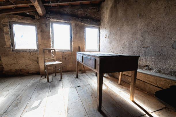 istock interior of an old abandoned stone house 2177596797