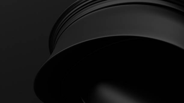 Wavy Curves Black Luxury Delicate Elegant Modern 3D Rendering Abstract Background