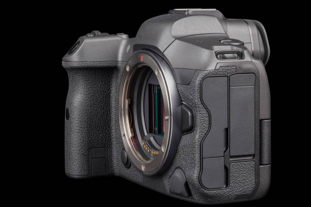 istock black professional mirrorless camera body isolated on black background 2177600752
