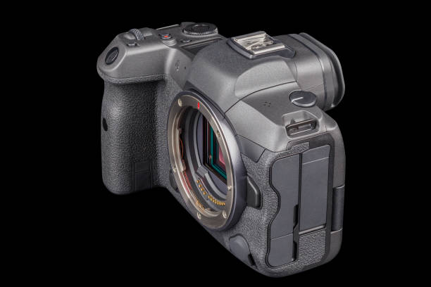 istock black professional mirrorless camera body isolated on black background 2177600909