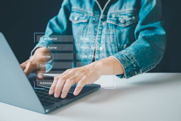istock register your personal data details information, fill online form with name, email, phone number and date of birth for registration 2177602586
