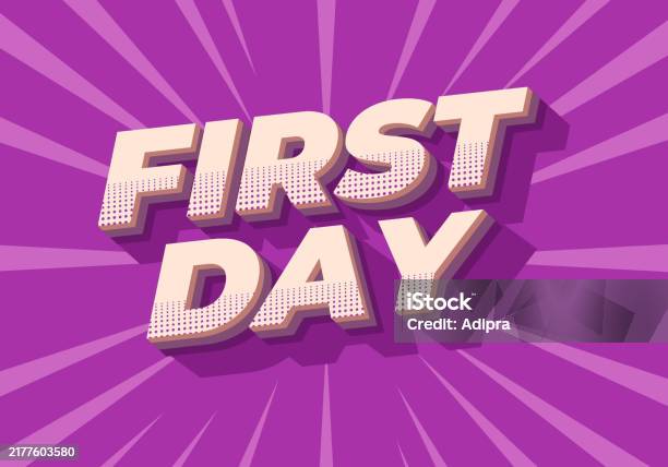 First Day Pattern Background First Day Text Effect In 3d Style With Modern Colors Stock Illustration ...