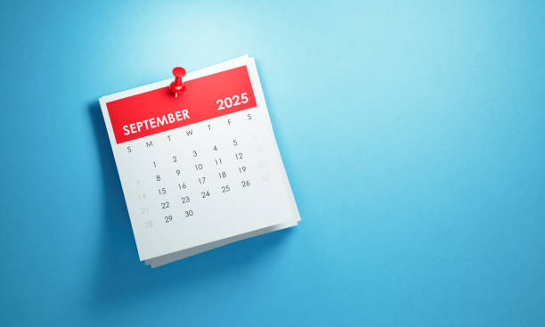 istock September 2025 Calendar On Blue Background 2177606432