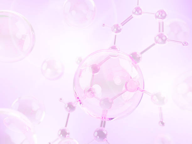istock 3d collagen cells with dna molecular structure on light pink background render. Innovation cosmetic solution for skin care, liquid beauty oil drops, serum or vitamin essence bubbles 2177617959