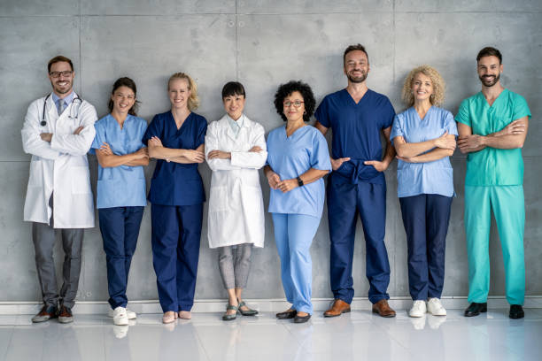 istock Modern diverse medical team posing for a group photo in hospital setting 2177618008