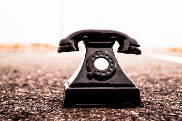 Antique telephone on the table