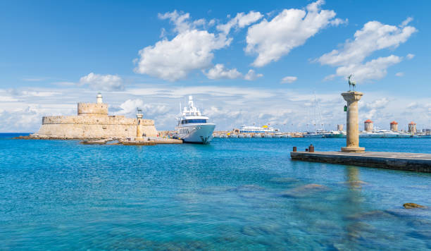 istock Landscape with Mandraki Harbour in Rhodes Island, Greece 2177618497