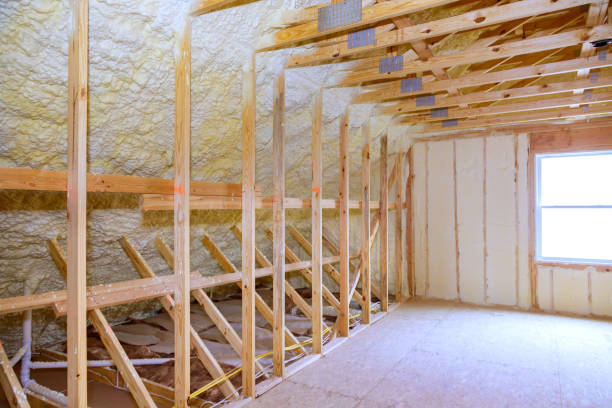 istock During home construction, thermal foam insulation is installed in a ceiling of new frames for houses 2177618839