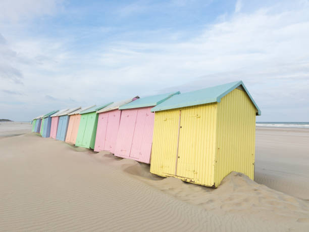 istock Colorful tilted beach cabins at Berck-Plage, France 2177619056