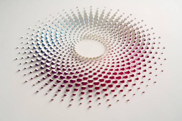 istock Intricate Geometric Paper Art with Gradient Colors in Spiral Formation on White Background 2177619242