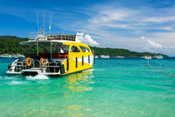 istock Beautiful view of speed boats on Ko Phi Phi Don, Thailand. Travel, vacation, holiday on  Phi Phi Don island, Andaman sea. 2177619818