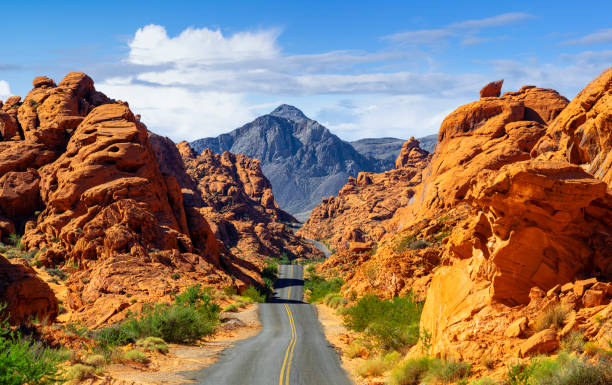 istock Road in Valley of Fire, Nevada. View from Mouse's Tank. 2177619960