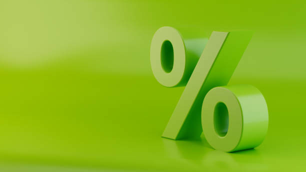 istock Percentage symbol on a bright green background with geometric shapes, gradient lighting, minimalist design, vibrant color palette, interest rates and investment theme, clean aesthetic 3D render. 2177624565