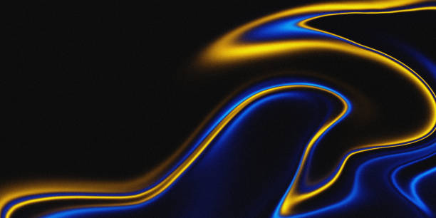 istock Noisy color gradient background grainy. noise texture abstract design with flowing blue and yellow neon light waves set against a dark background, creating a dynamic and futuristic look. 2177624757