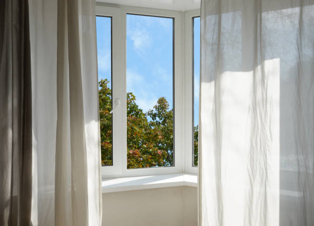 istock View from the window, yellow trees, landscape with autumn forest. 2177629470