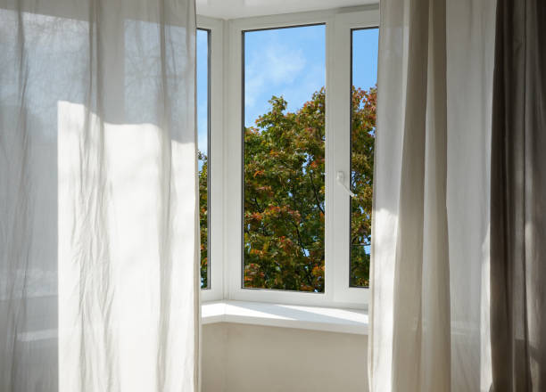 istock View from the window, yellow trees, landscape with autumn forest. 2177629471