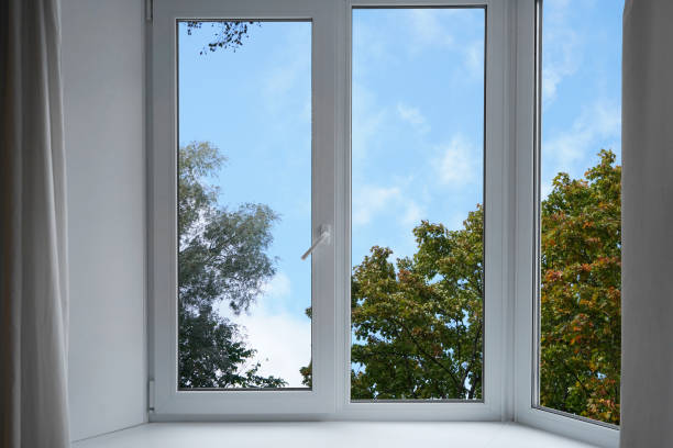 istock View from the window, yellow trees, landscape with autumn forest. 2177629477